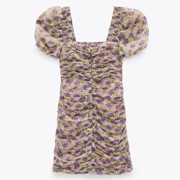 Zara ruched bodycon floral dress - Picture 4 of 5